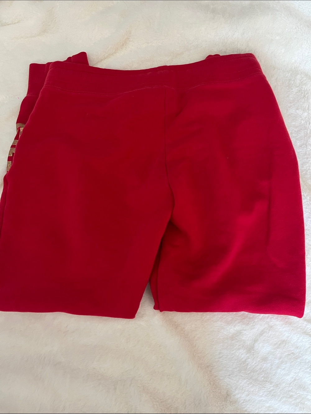 PINK Victoria's Secret Red Kids Sweatpants with Gold Side Logo - Picture 4 of 5